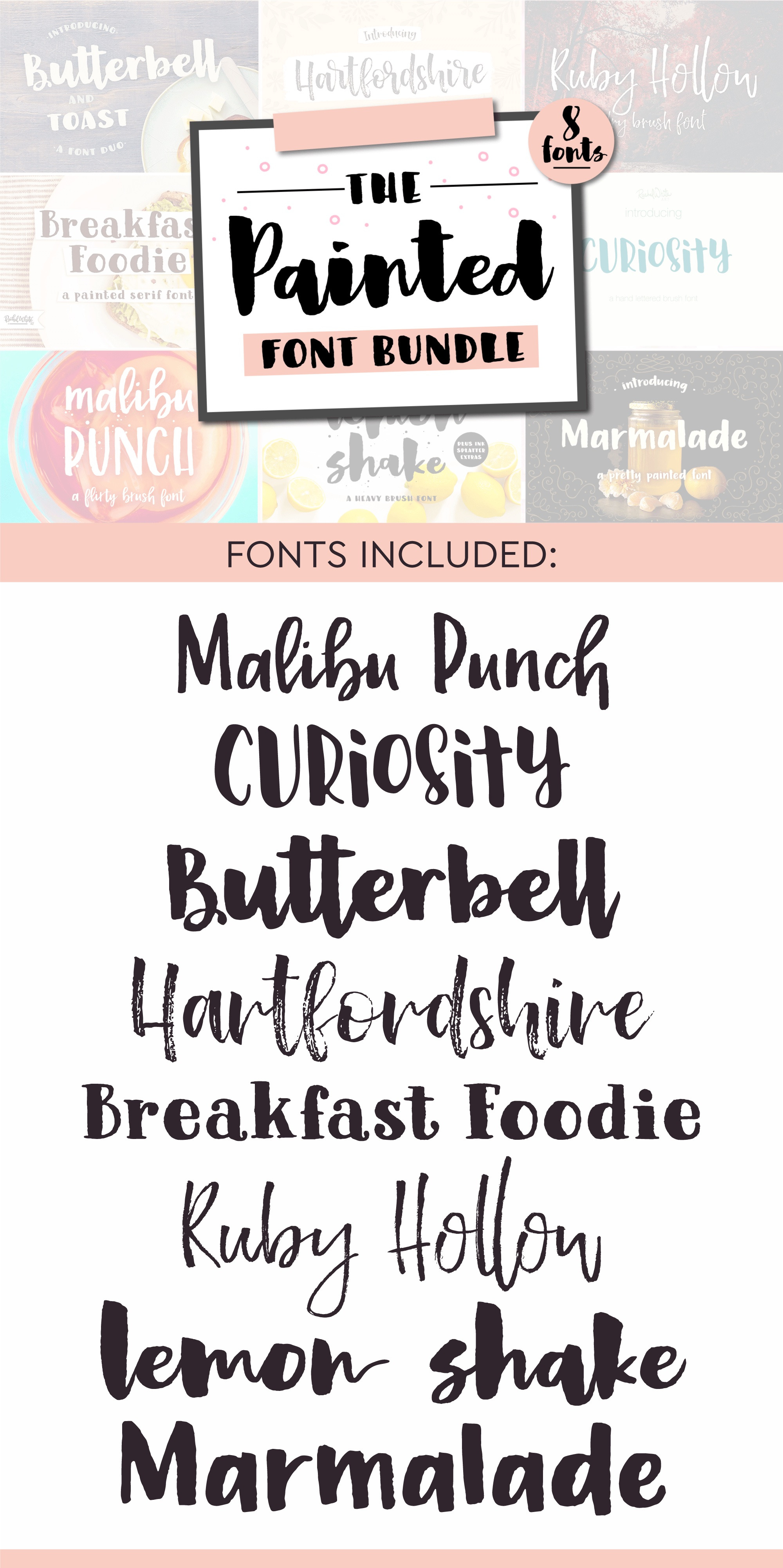 Painted Font Bundle, 8 fonts | Creative Market