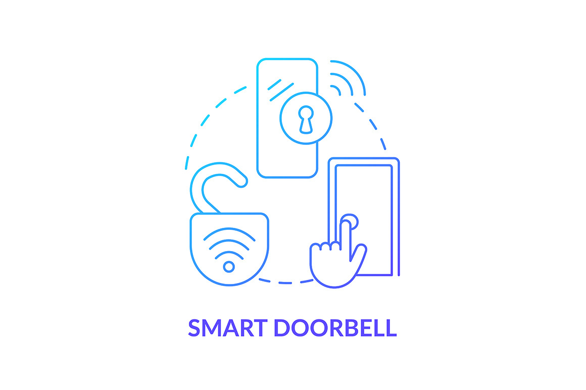 Smart doorbell blue icon | Outline Icons ~ Creative Market