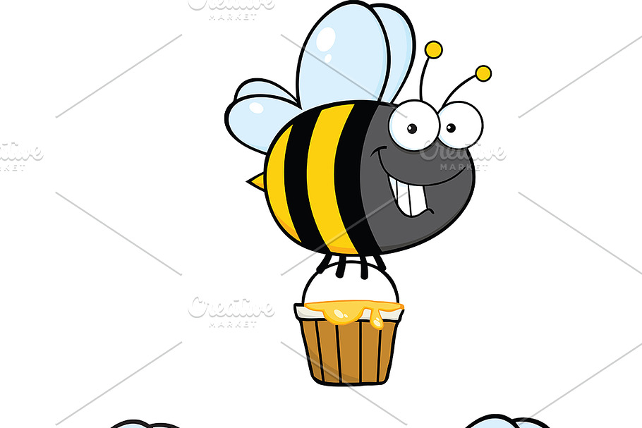 Cute Bee Collection - 1 | Pre-Designed Illustrator Graphics ~ Creative