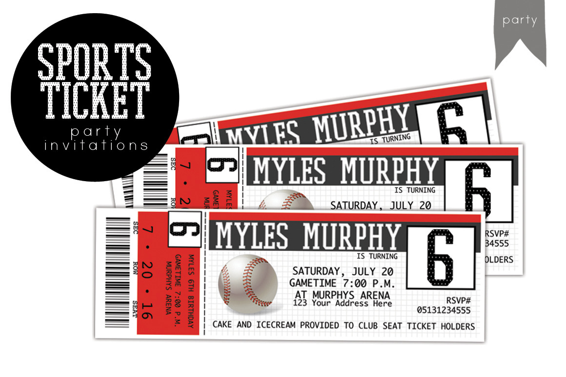 Baseball Ticket Party Invites 1  Invitation Templates ~ Creative Market