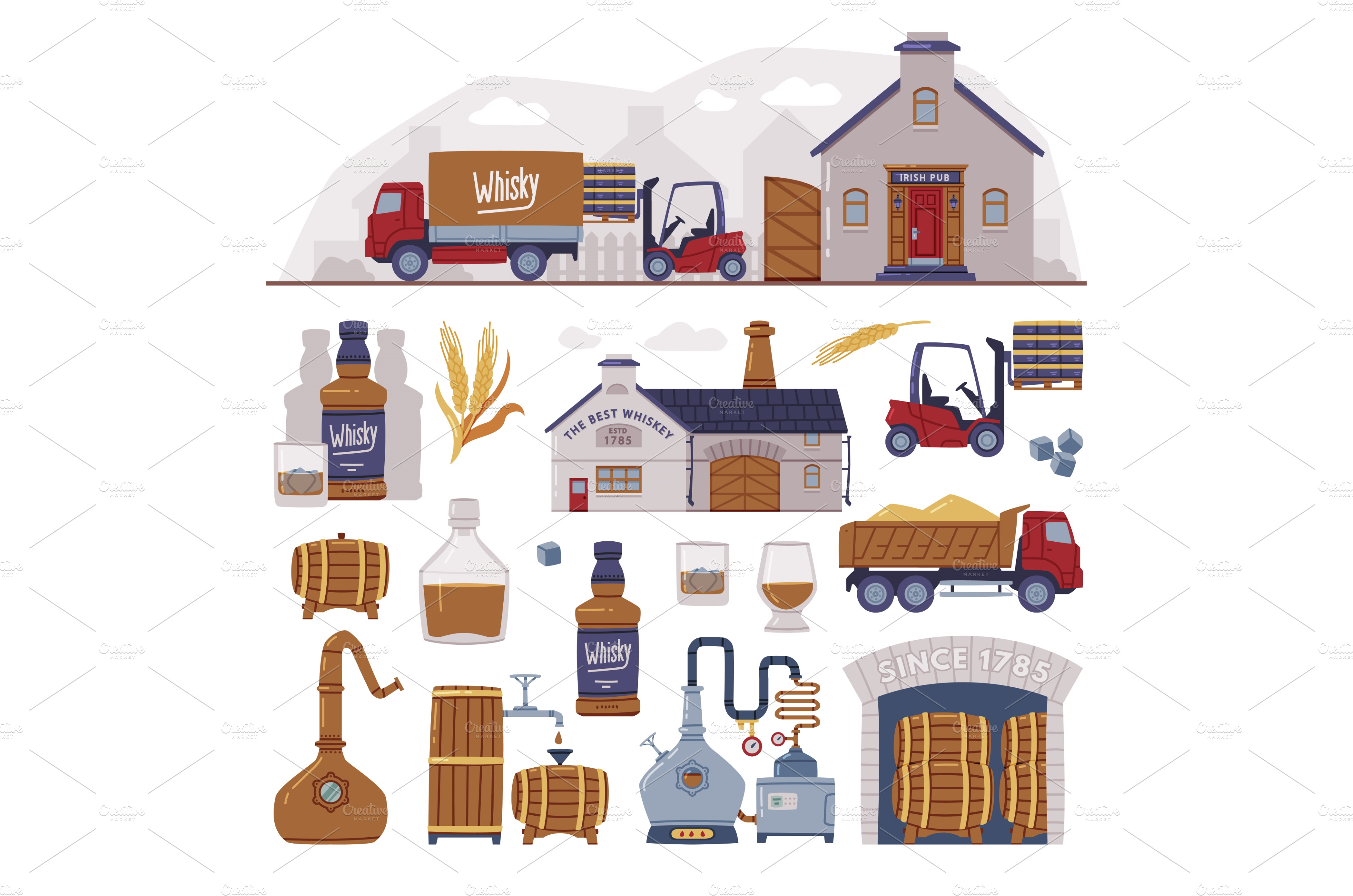 whiskey-production-process-with-food-illustrations-creative-market