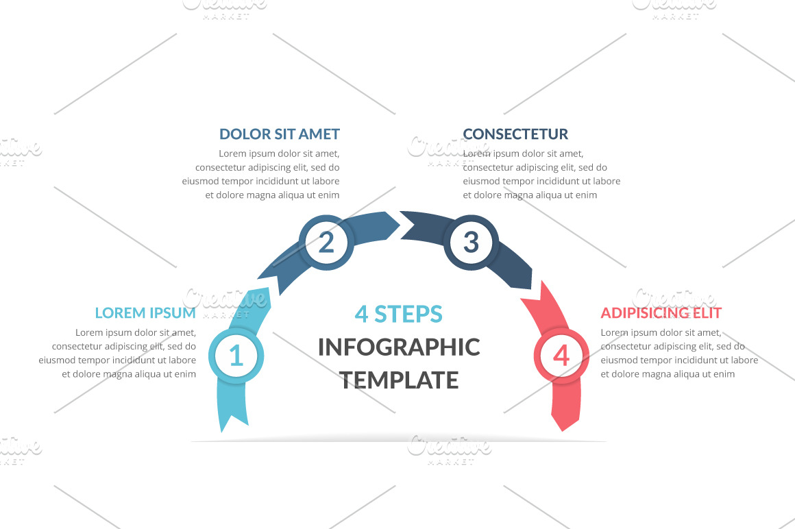 Process Infographics - 4 Steps | Graphics ~ Creative Market