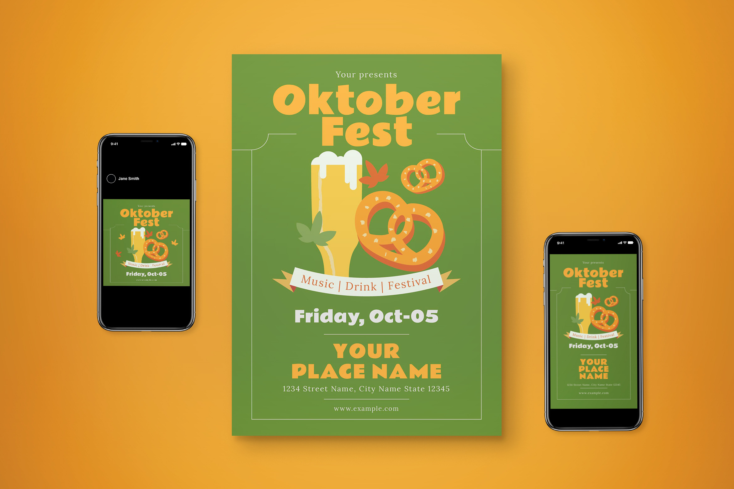 Oktober Festival Flyer Set Illustrator Templates Creative Market