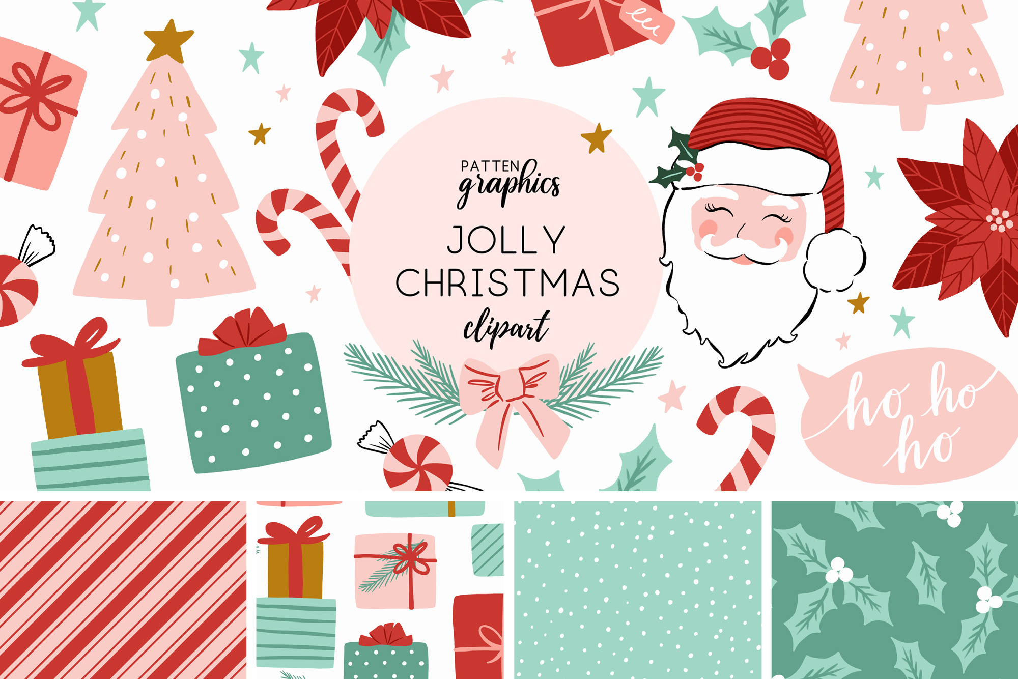 Retro Christmas Ho Ho Ho Distressed or Clean PNG File for