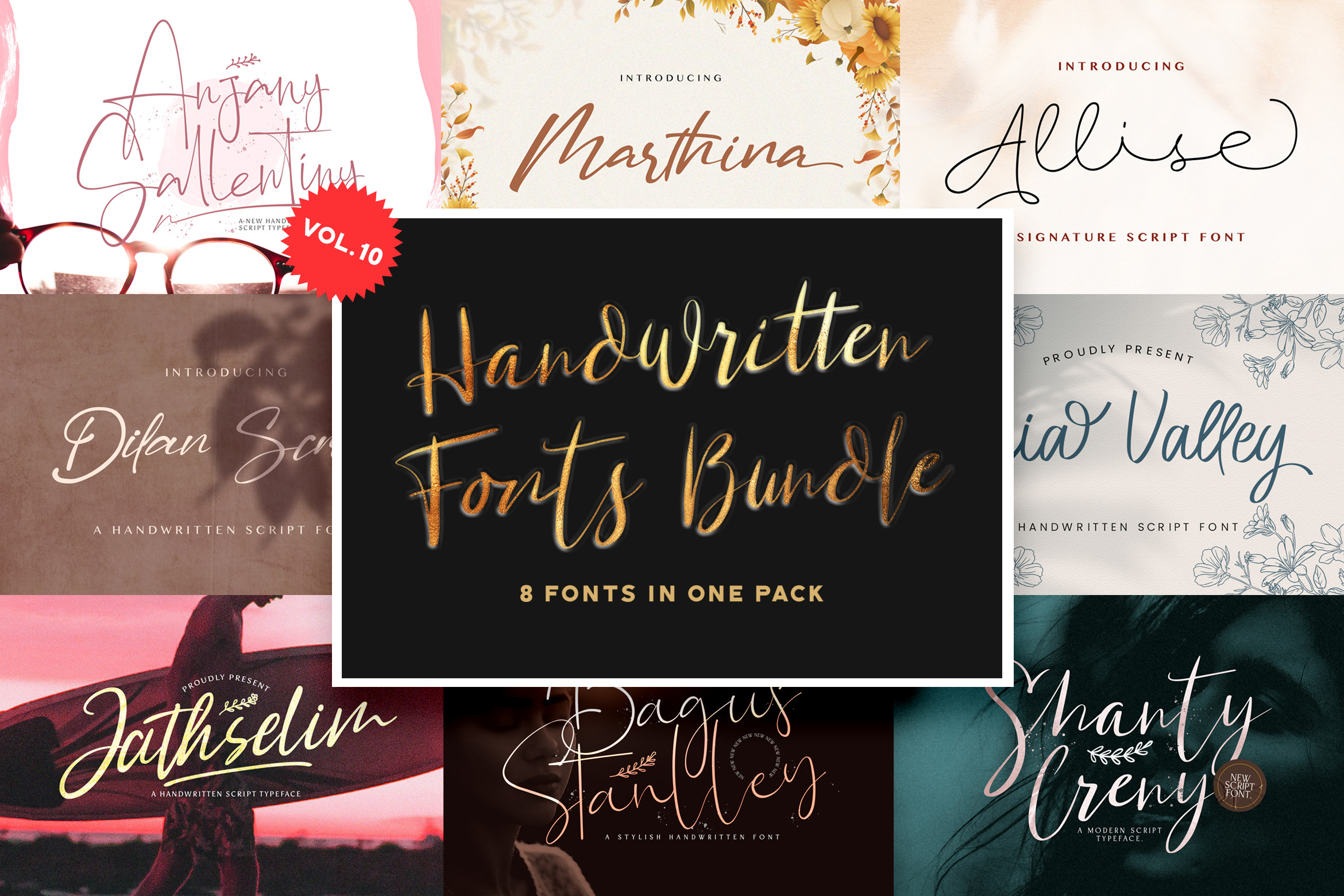 Handwritten Font Bundle Vol 10 | Script Fonts ~ Creative Market