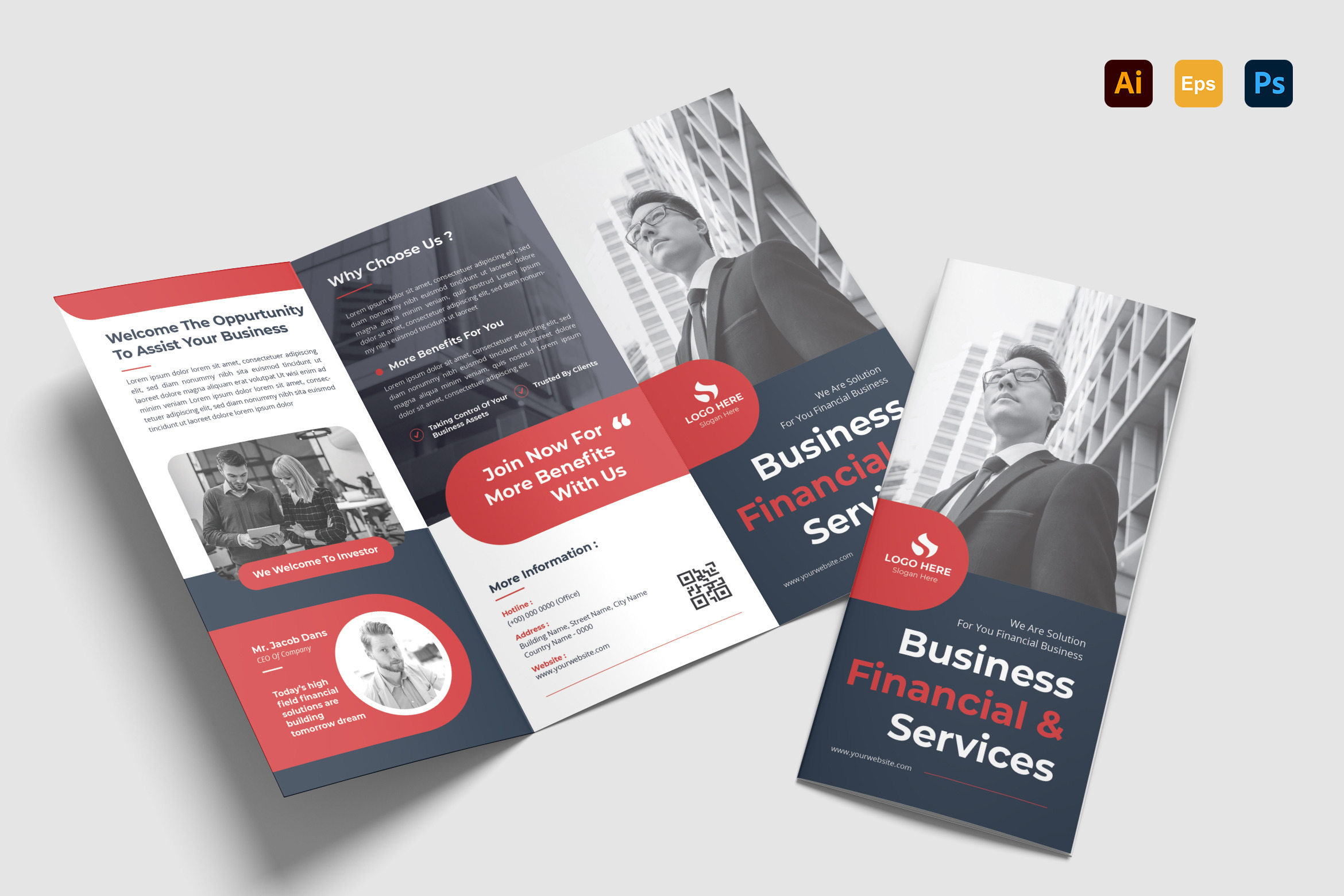 Financial Business Trifold Brochure | Brochure Templates ~ Creative Market