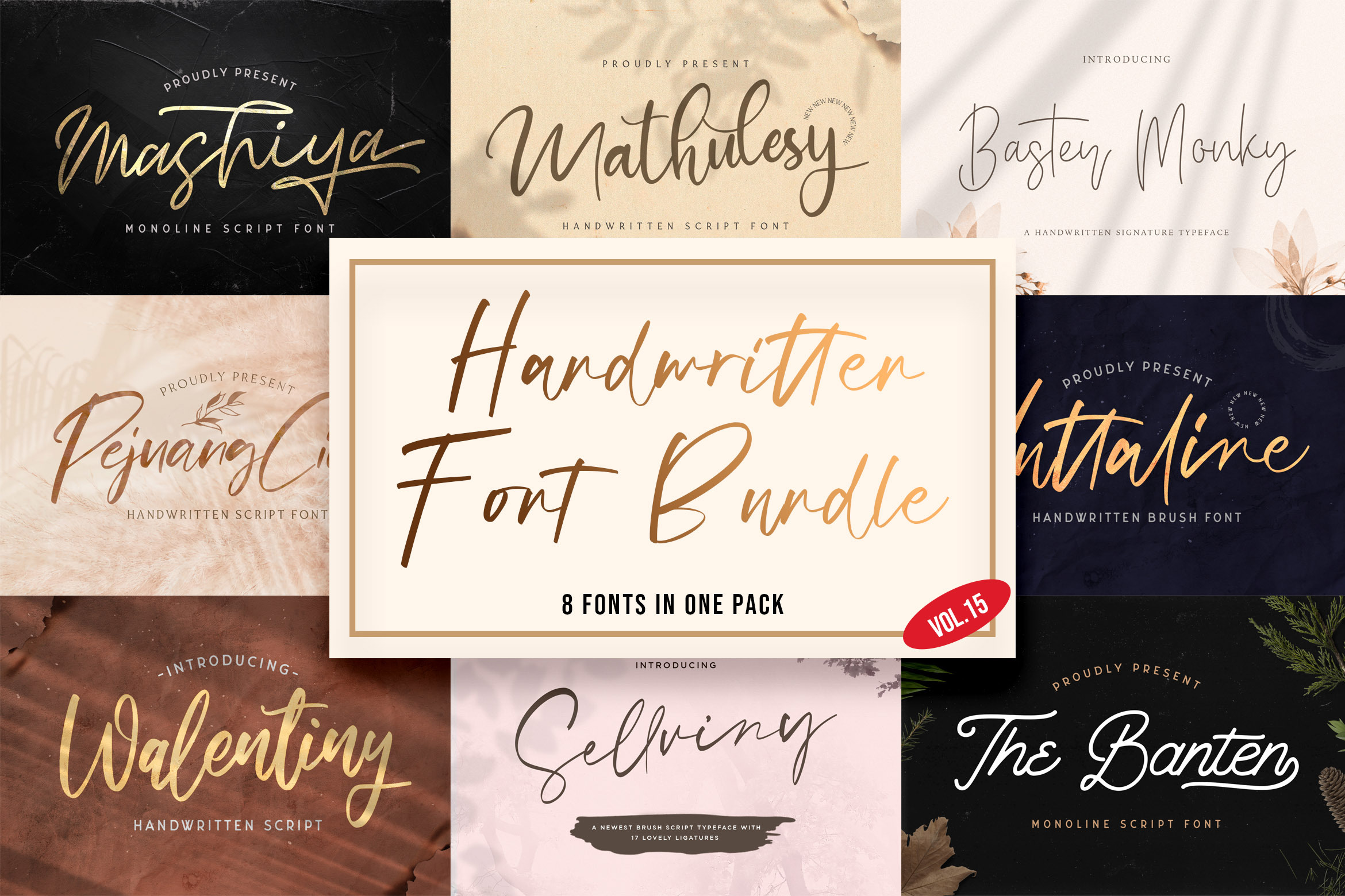 Handwritten Font Bundle Vol 15 | Script Fonts ~ Creative Market