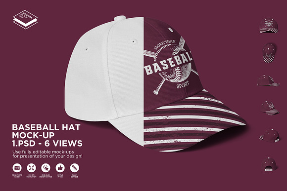 Snapback Baseball Cap Set Mockup - Designertale