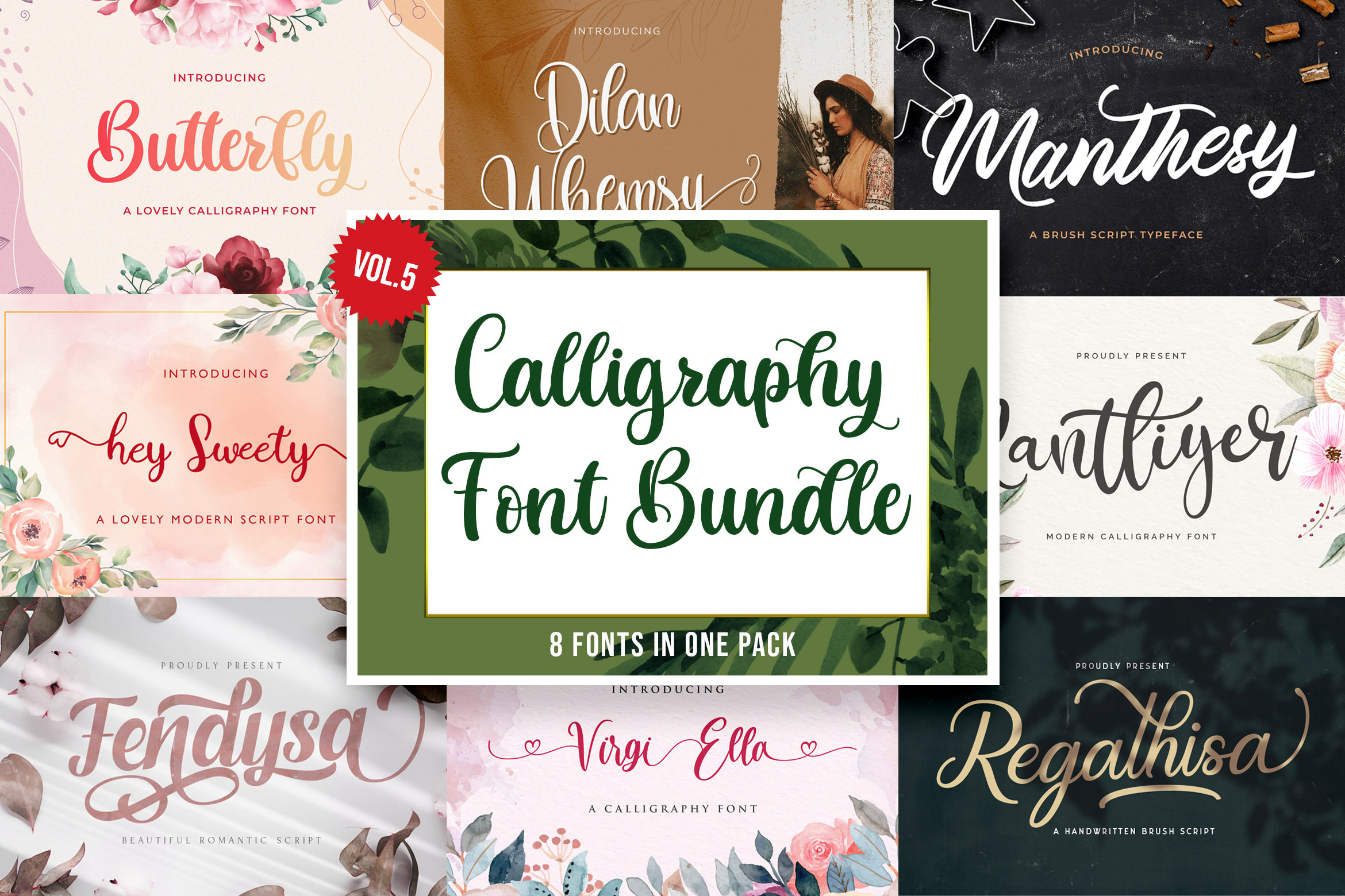 Calligraphy Font Bundle Vol 5 | Script Fonts ~ Creative Market