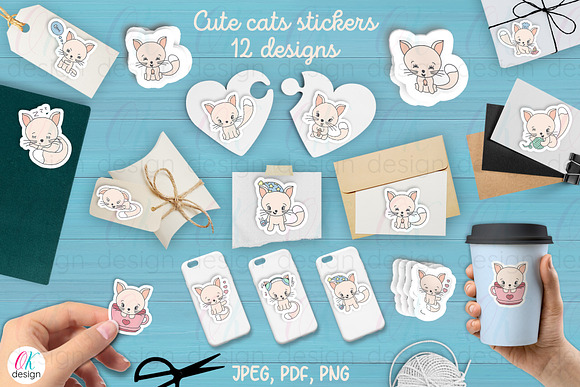 Kawaii food Printable Stickers. 12 cute food stickers. JPEG. PDF