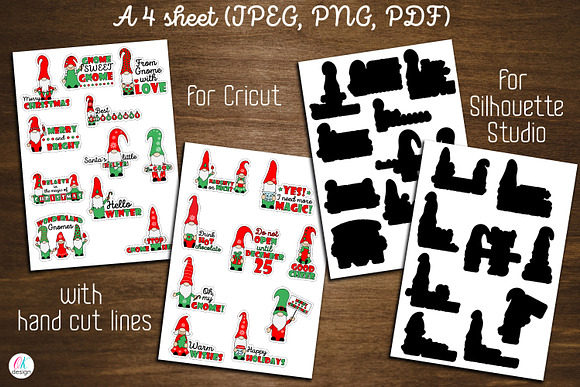 Gnomes Stickers. Christmas Stickers. Stickers Printable PNG By