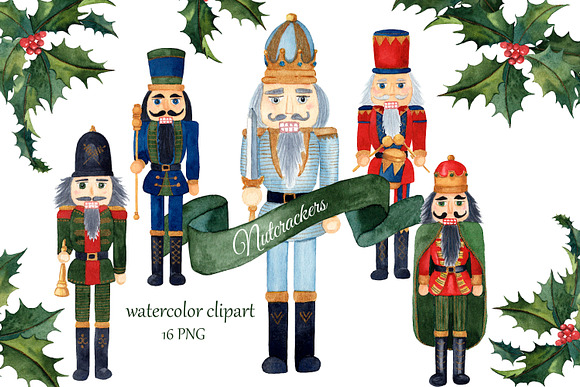 Cute Watercolor Nutcrackers Water Bottle by CharmWorthy Designs