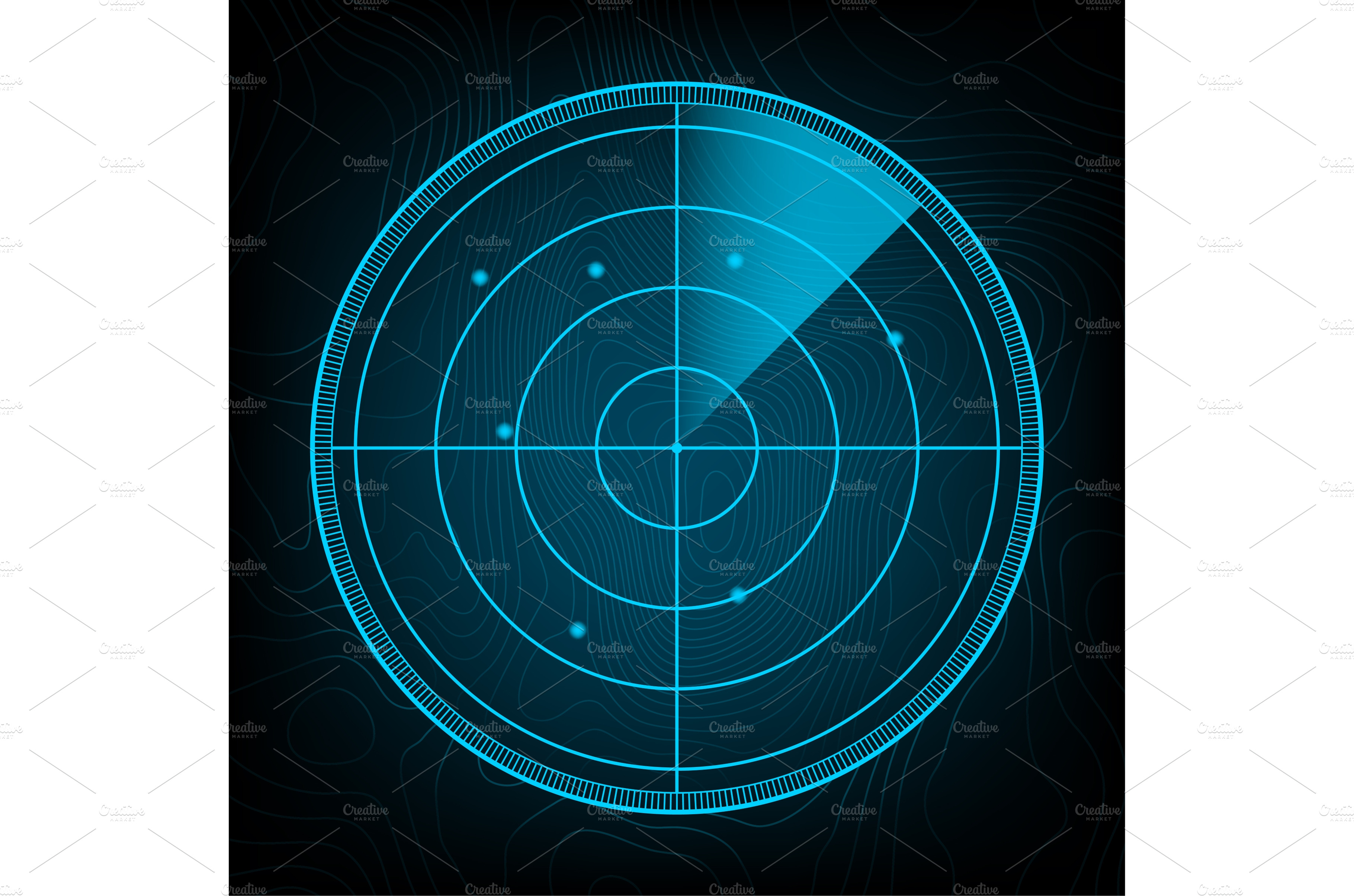 Realistic radar in searching. Radar Technology Illustrations