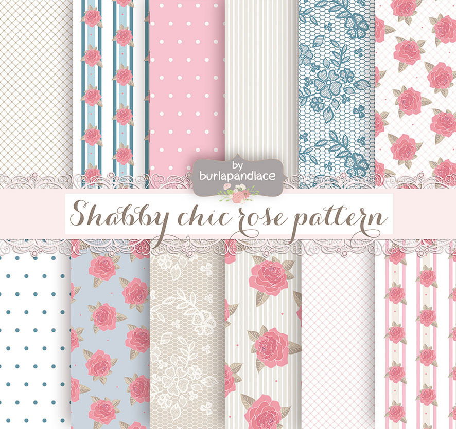 shabby chic blue pink digital paper | Graphic Patterns ~ Creative Market