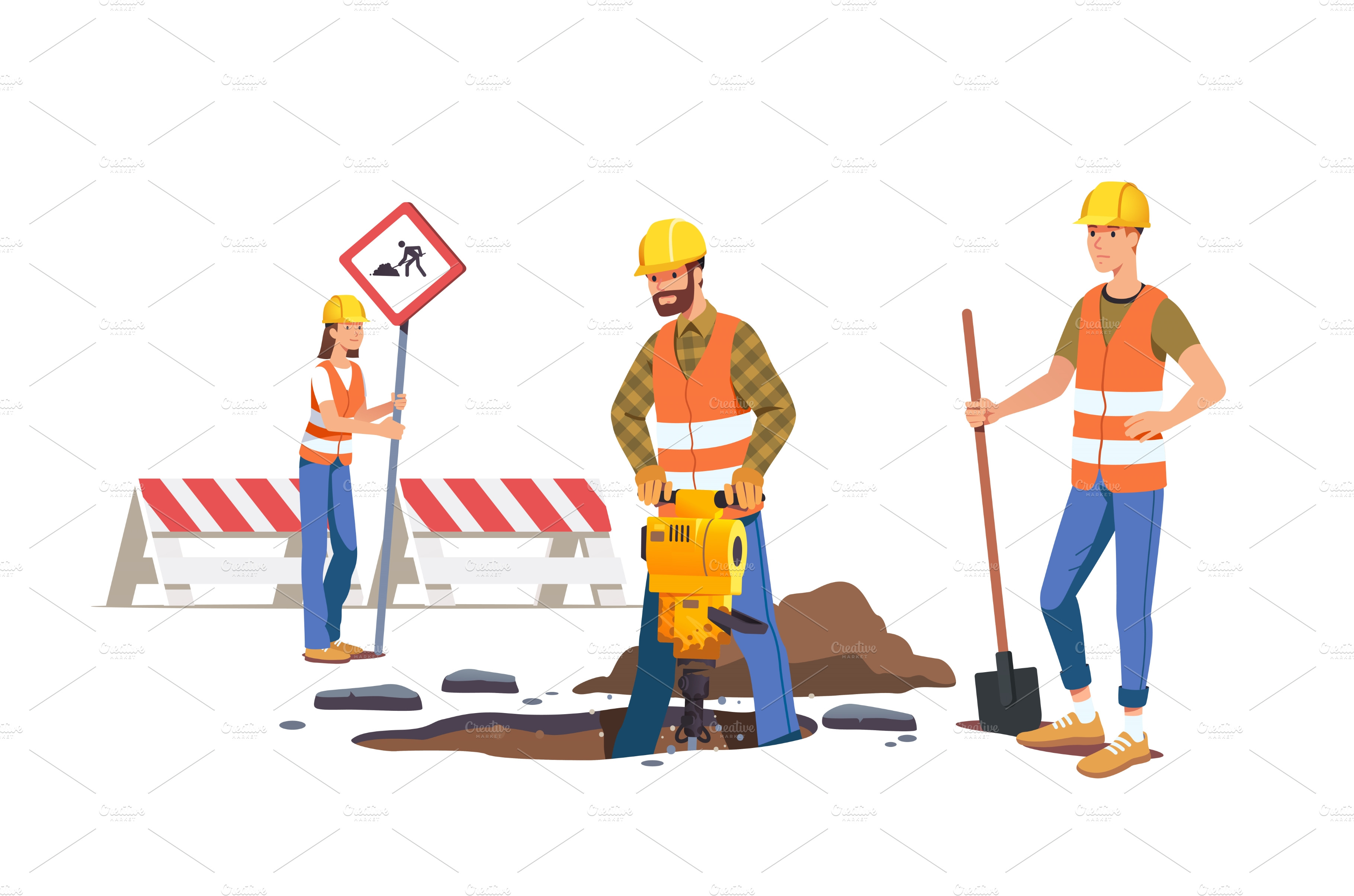 construction-workers-repairing-road-vector-graphics-creative-market