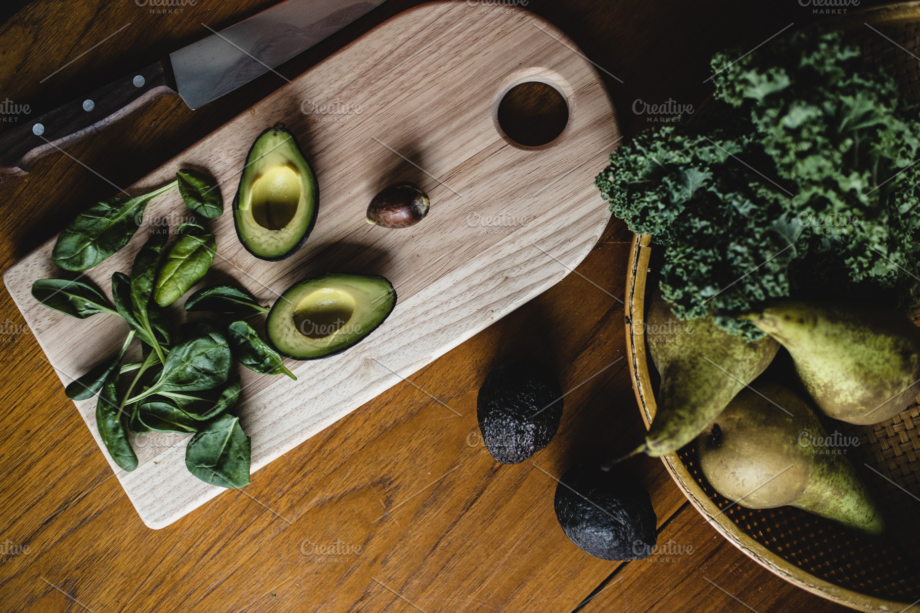 Avocado flatlay on cutting board | Food Images ~ Creative Market