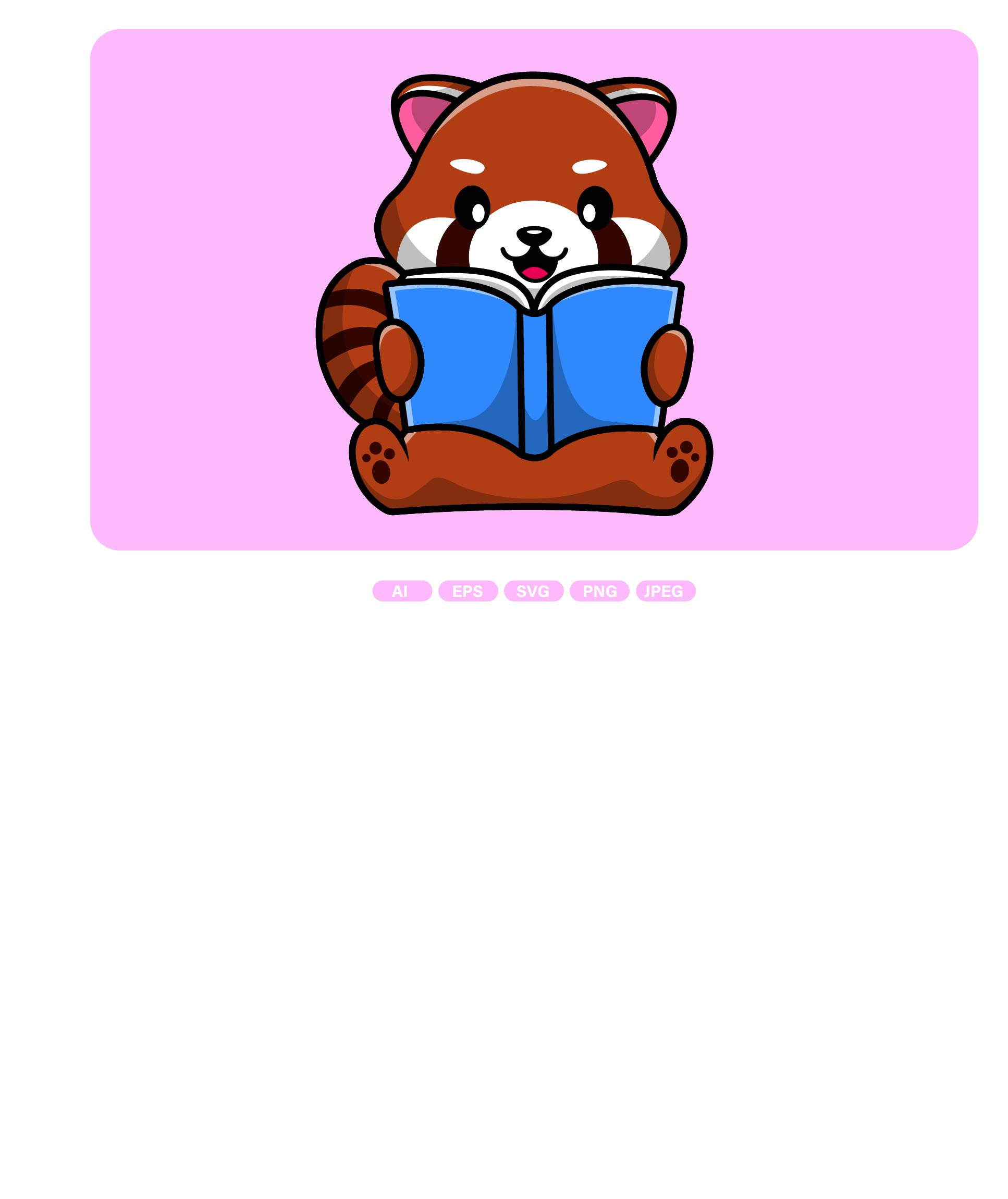 Cute Red Panda Reading Book | Vector Graphics ~ Creative Market