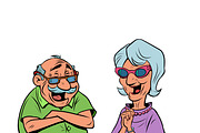 An old man and an old women couple | Healthcare Illustrations ...