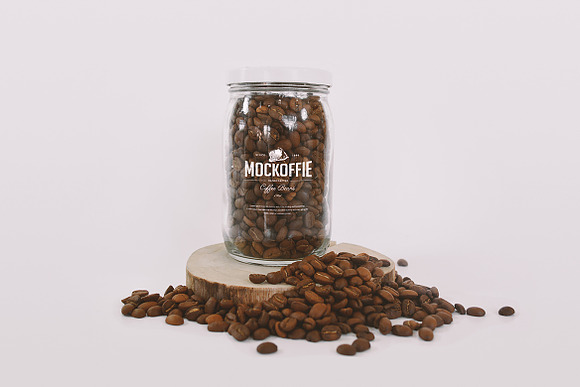 Download Glass Jar With Coffee Beans Mockup Creative Photoshop Templates Creative Market