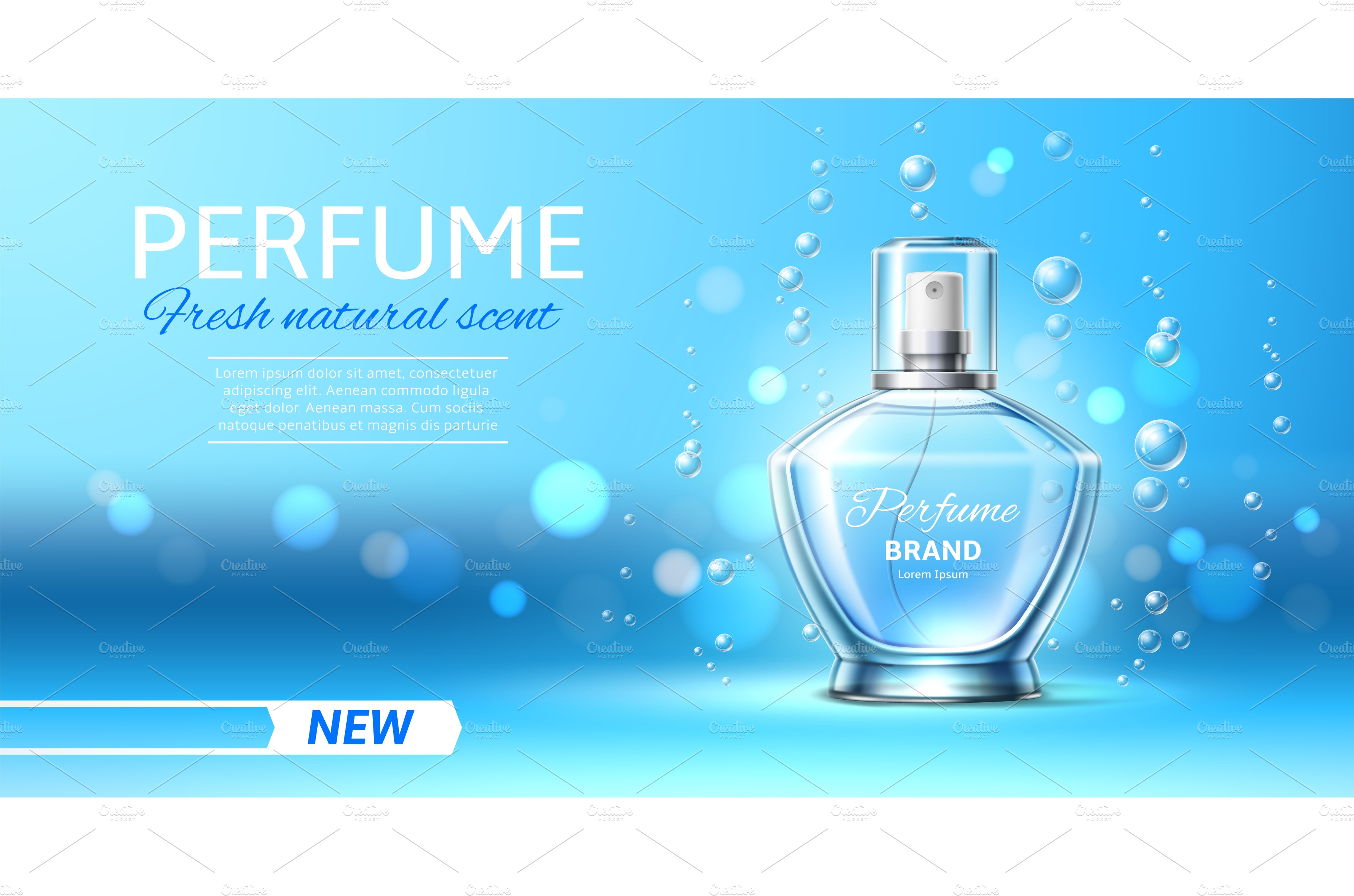 Realistic perfume. Fresh fragrance | Work Illustrations ~ Creative Market