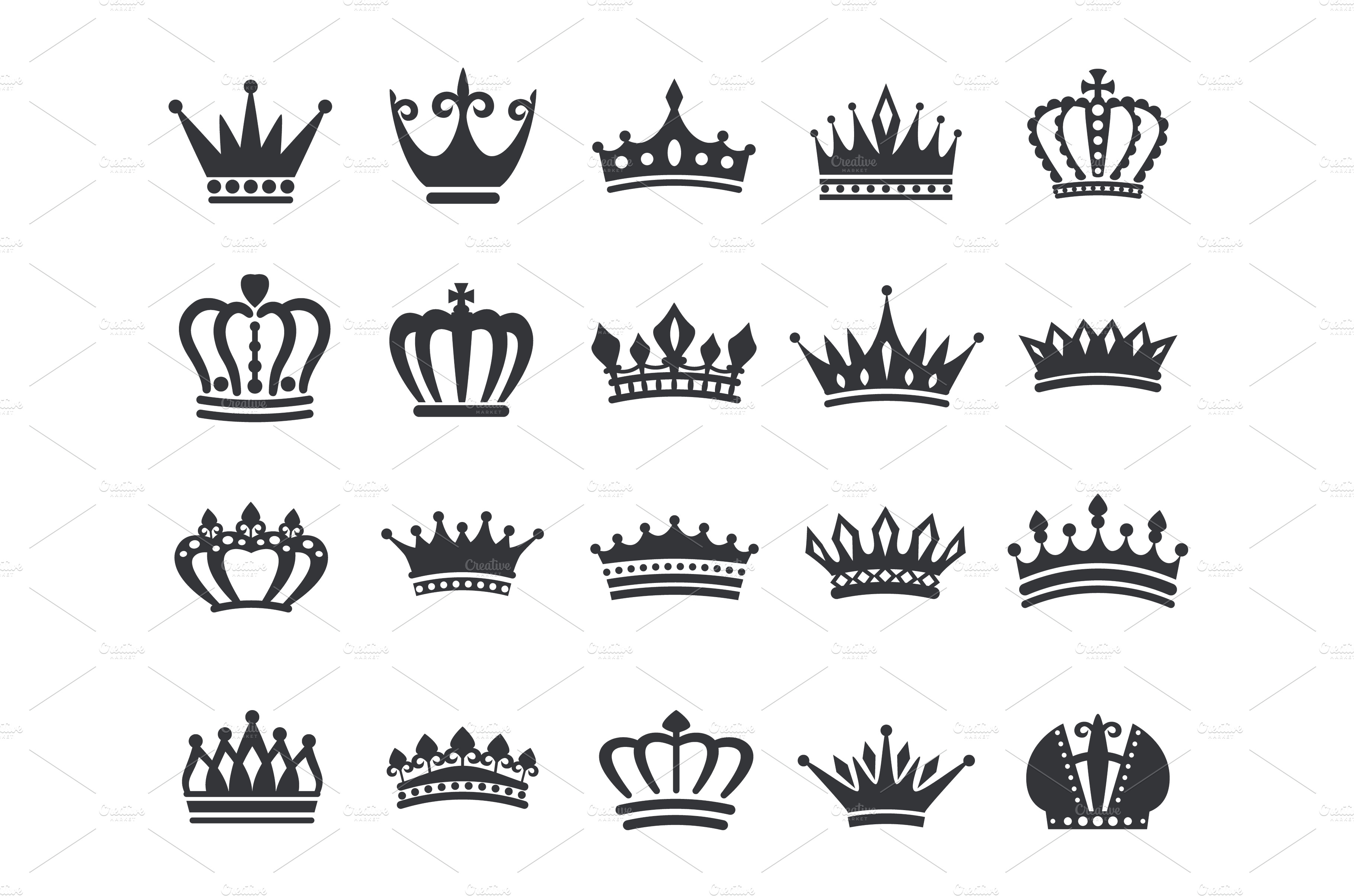 King crowns icon silhouette, queen | Graphic Objects ~ Creative Market