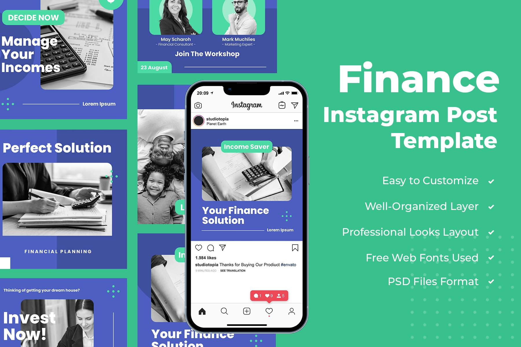 Finance Instagram Post Template | Social Media Templates ~ Creative Market