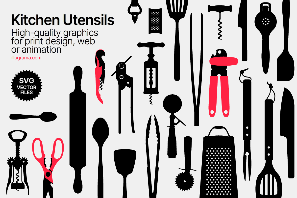 Kitchen Utensils Royalty Vector Silhouet Graphic by amazinart · Creative  Fabrica