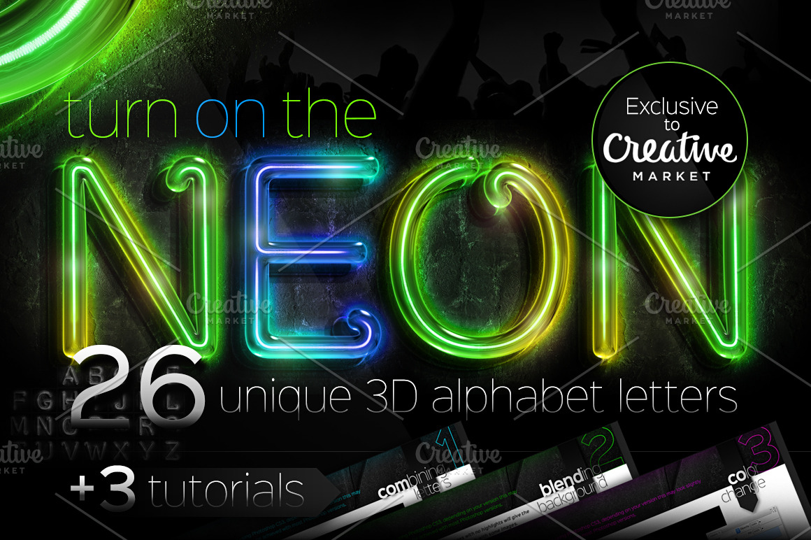 26 Realistic Neon Alphabet Letters | Custom-Designed Graphics