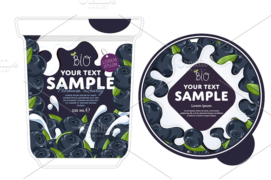 Download Blueberry Yogurt Packaging Design Pre Designed Illustrator Graphics Creative Market