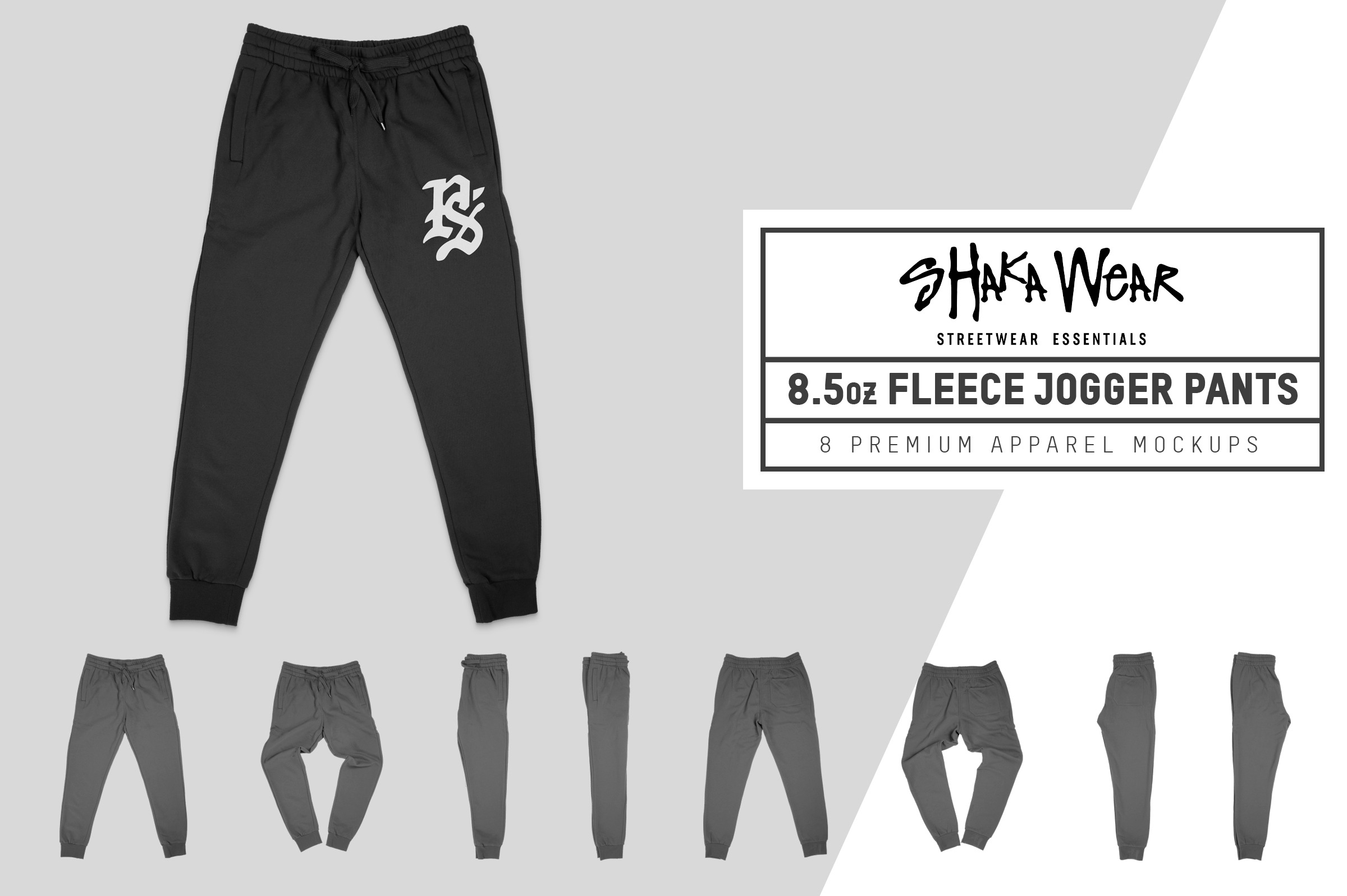 Shaka Wear Fleece Jogger Sweatpants | Bottom Mockups ~ Creative Market