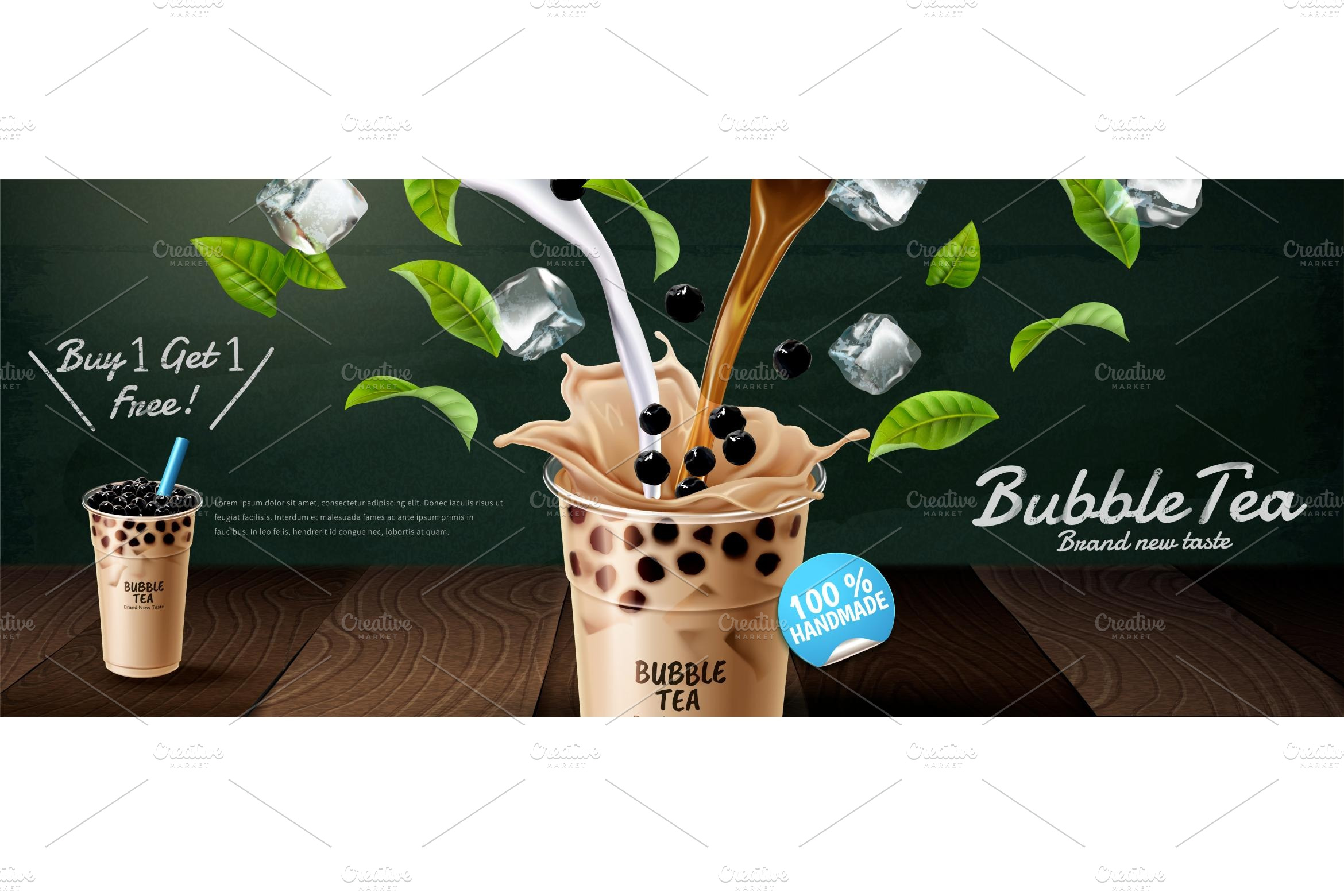 Bubble tea banner ads | Photoshop Graphics ~ Creative Market