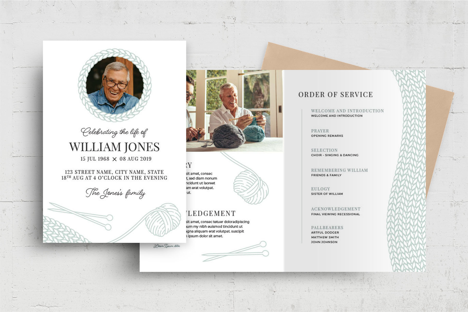 Funeral Program Knitting Theme | Flyer Templates ~ Creative Market