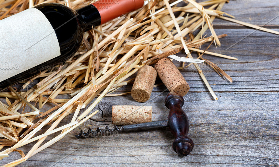 Download Old Corkscrew With Red Wine Bottle High Quality Food Images Creative Market