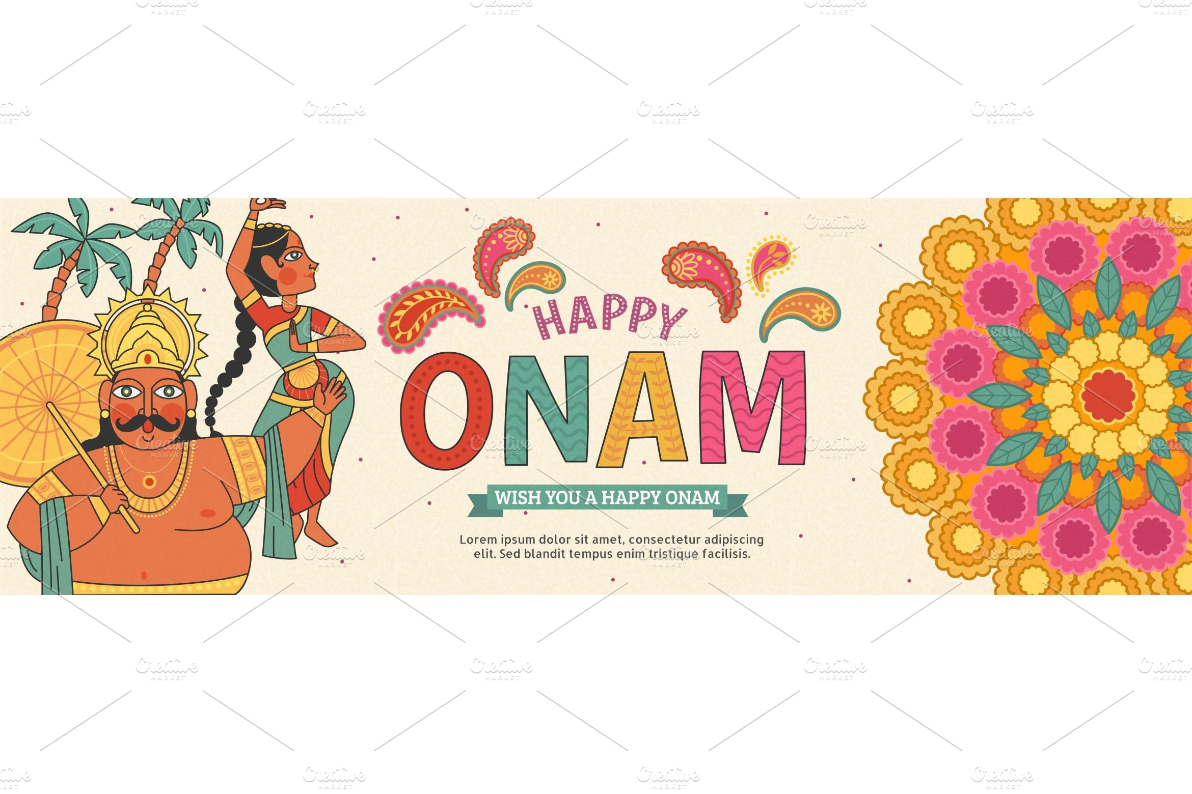 Happy Onam Lovely Banner Photoshop Graphics Creative Market