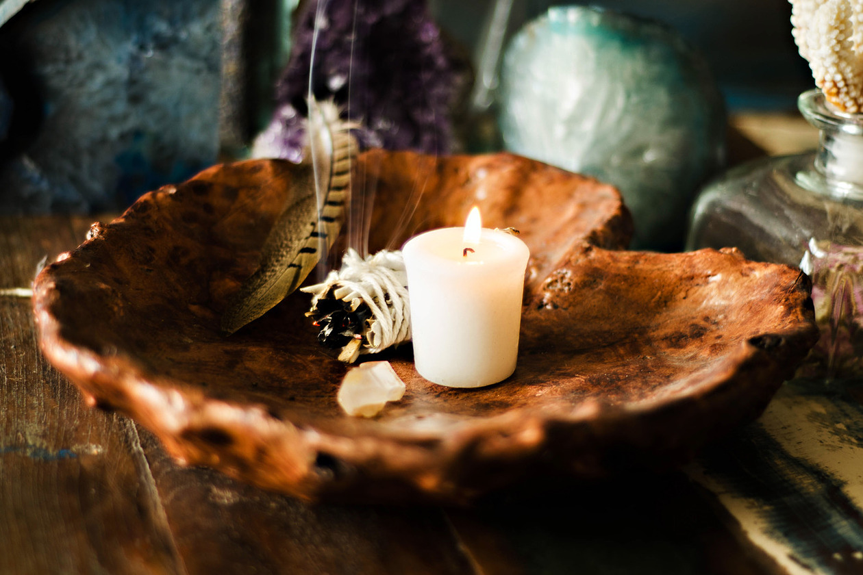 Tribal Altar. Trading Candle Creative photos.