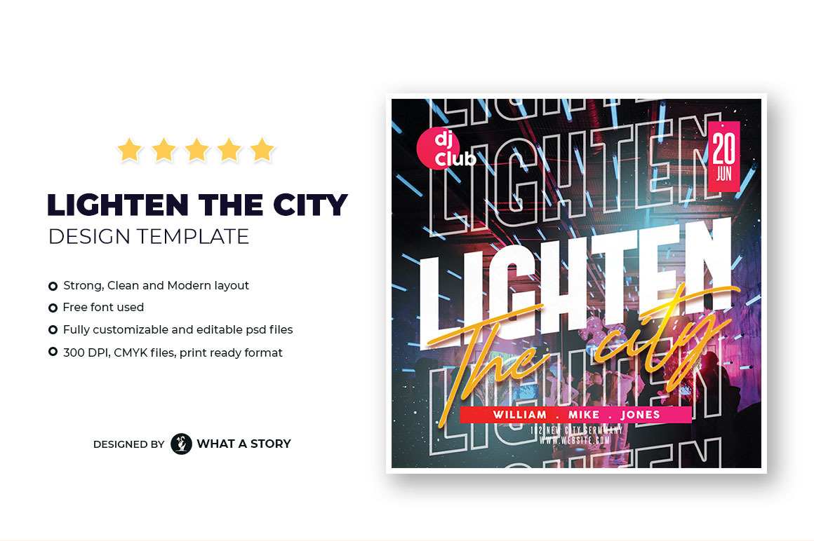 Lighten The City Flyer template | Photoshop Templates ~ Creative Market