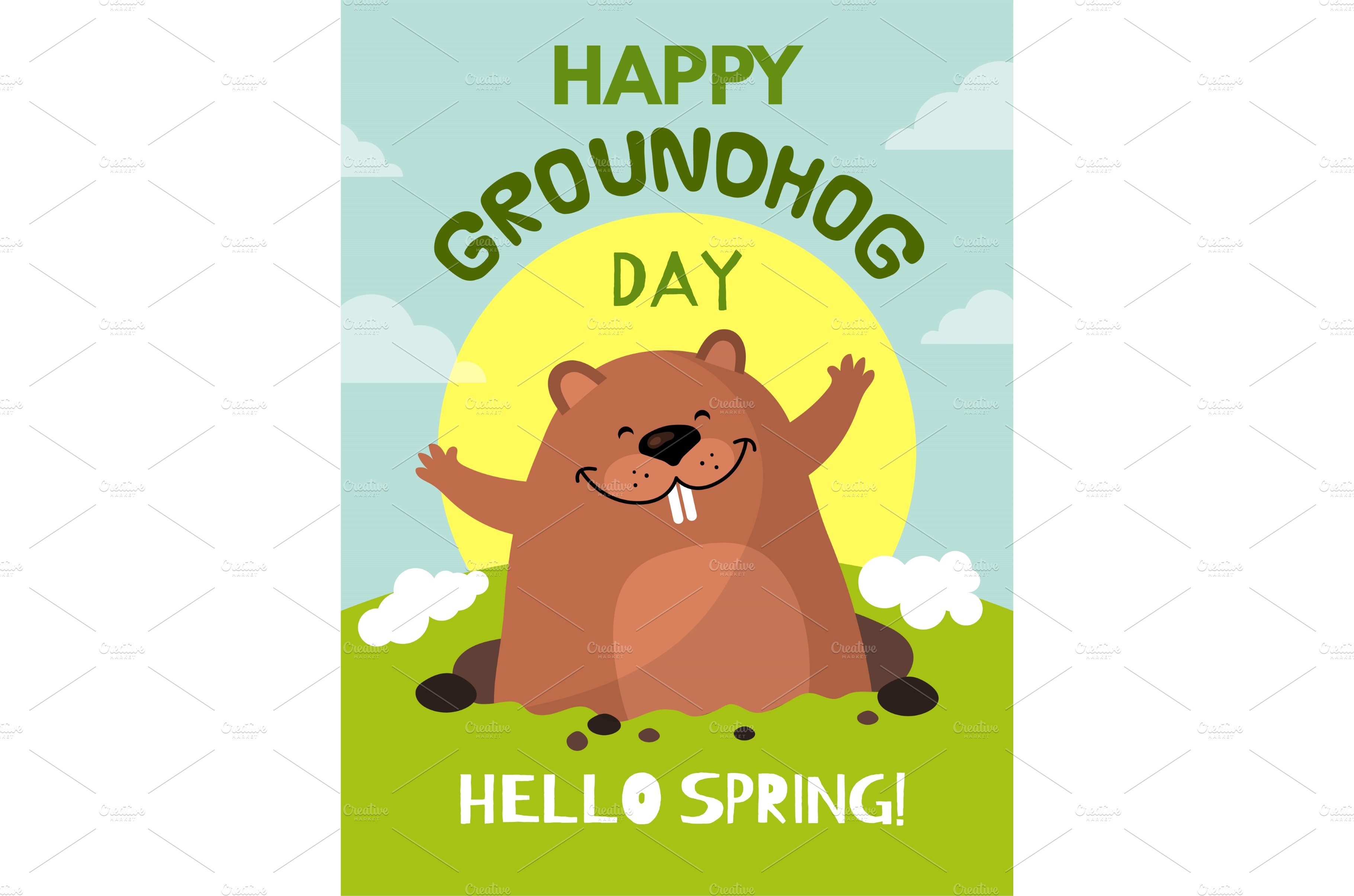 Groundhog animal poster. Time loop | Background Graphics ~ Creative Market