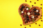 Concept of sweets with chocolate candies on yellow background | Food