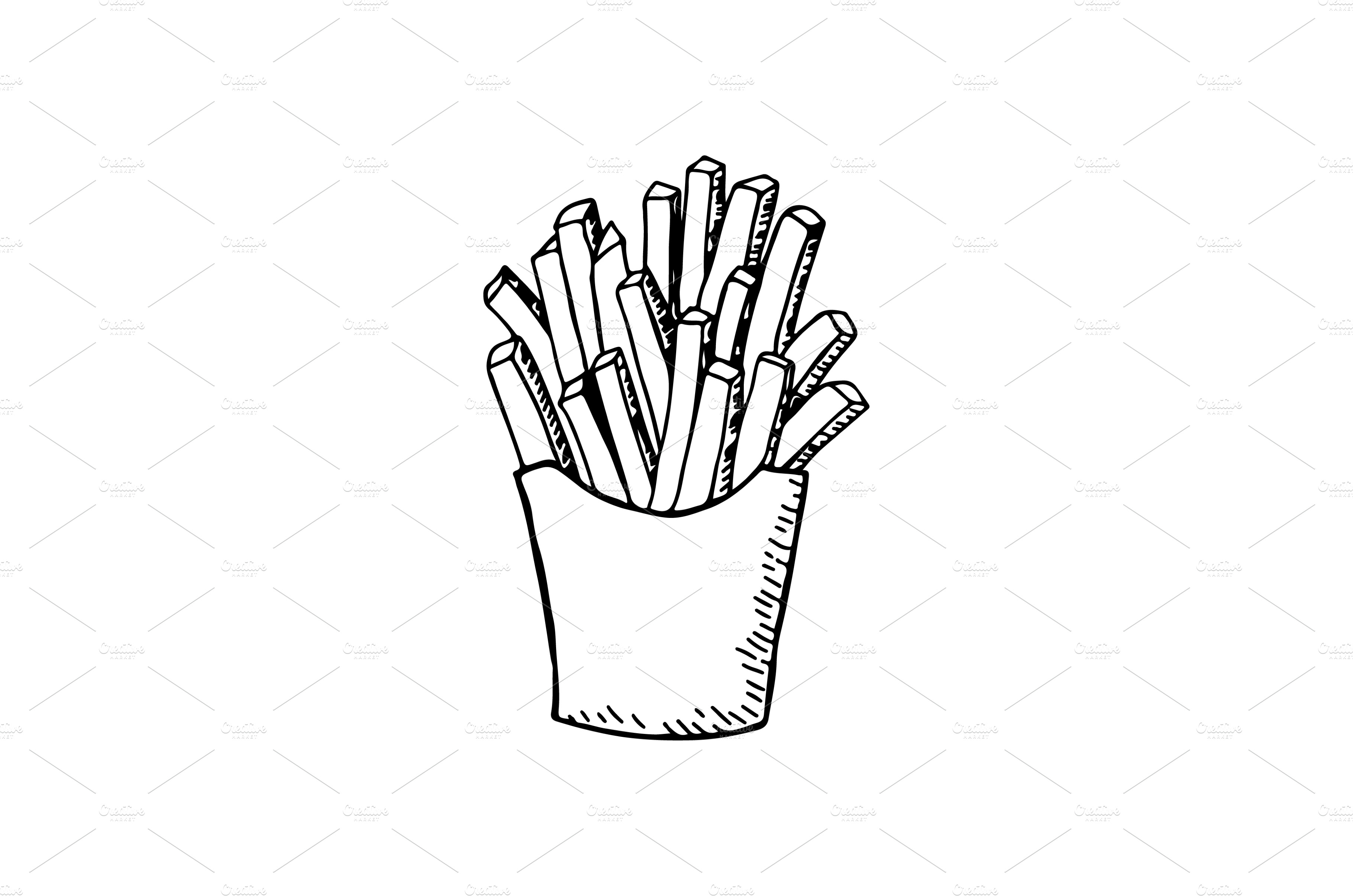 French fries hand draw vector Vector Graphics Creative Market