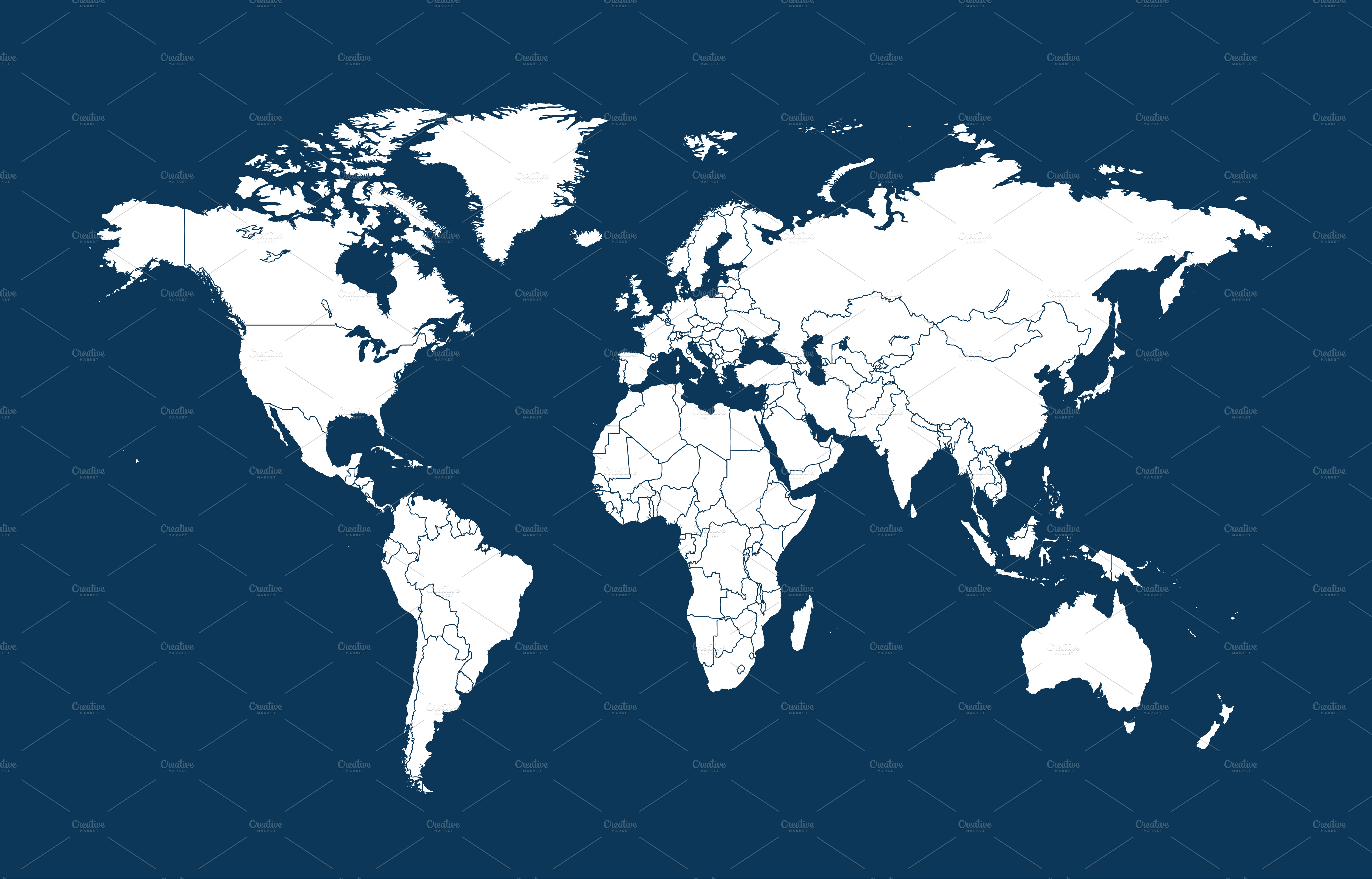 World map vector with borders | Templates & Themes ~ Creative Market