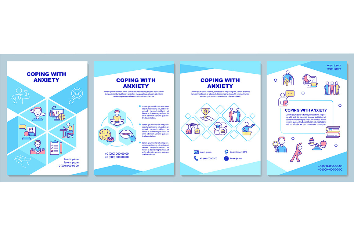 Coping with anxiety blue brochure | Brochure Templates ~ Creative Market