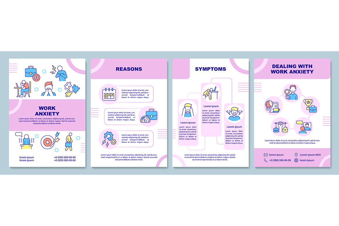 Work anxiety pink brochure template | Brochure Templates ~ Creative Market