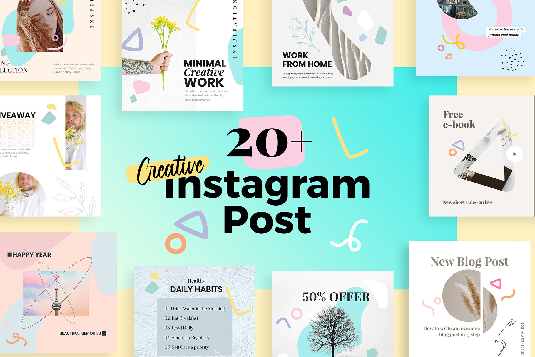 Instagram Post Pack Templates | Social Media Templates ~ Creative Market