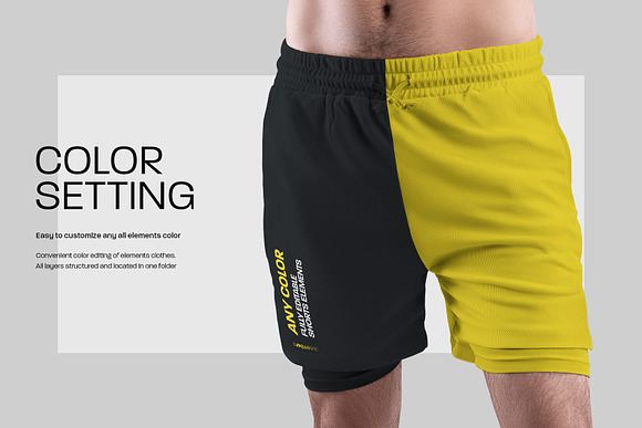 7 Men's Mockups Shorts with Compression Liner