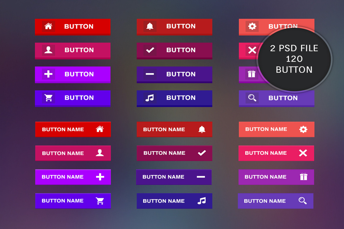 Flat Buttons | Templates & Themes ~ Creative Market