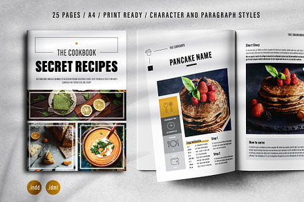 Cookbook / Recipe Book Landscape - StockInDesign