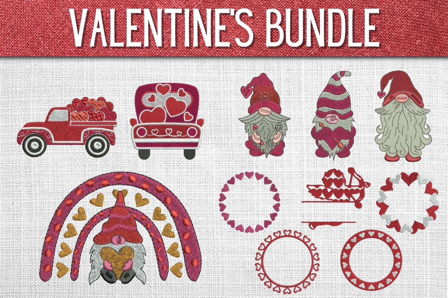 Valentines Day Embroidery Designs Bu Illustrations ~ Creative Market