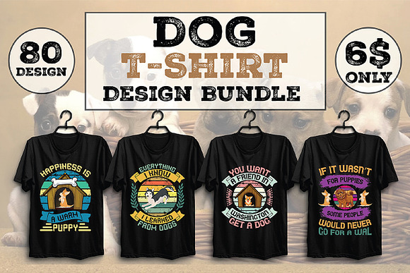 80 Dog T-Shirt Design Bundle