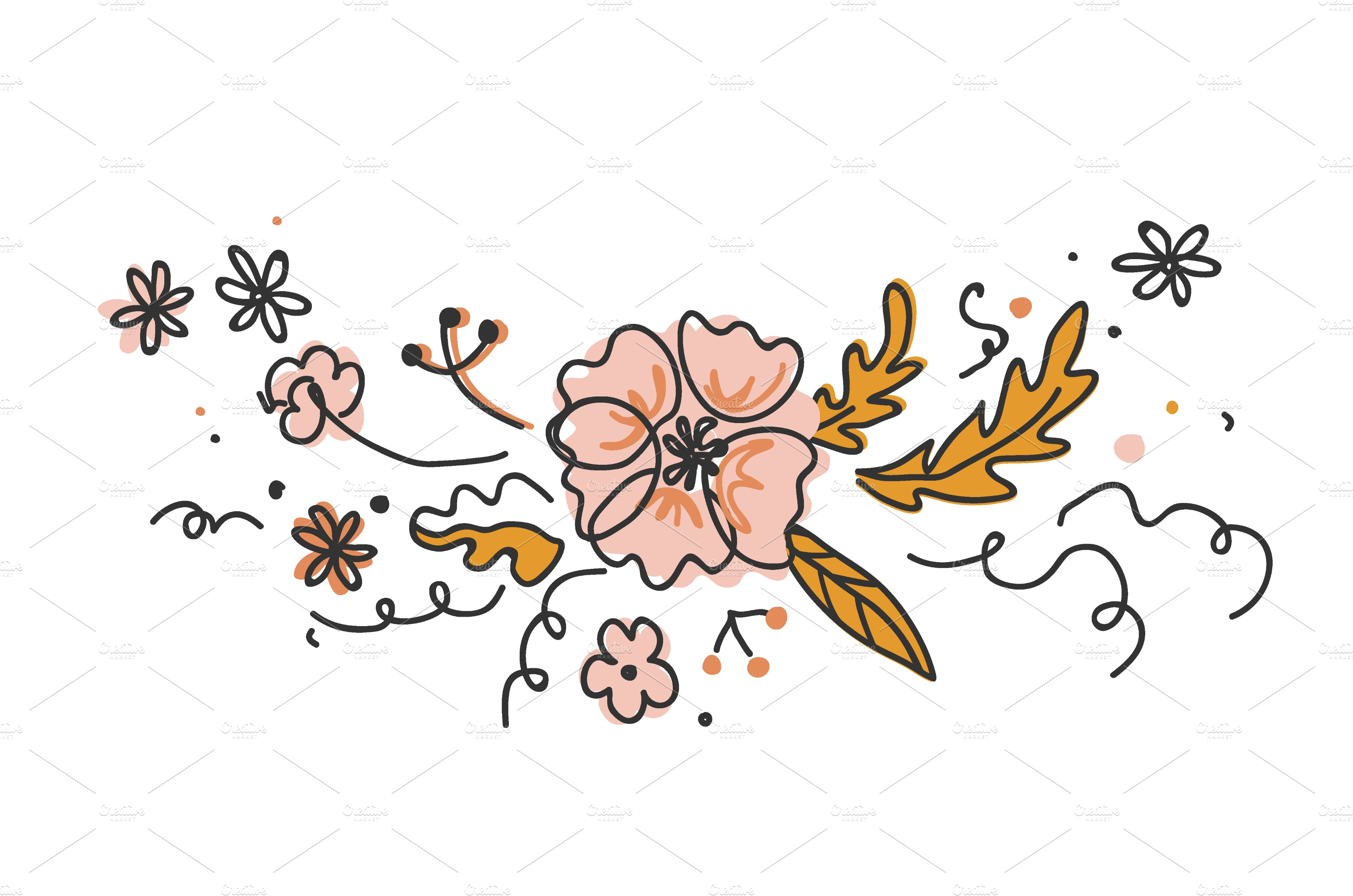 Doodle Flower Bouquet In Vector Graphics Creative Market