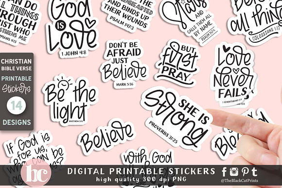 Christian Bible Verse Stickers PNG  Education Illustrations ~ Creative  Market